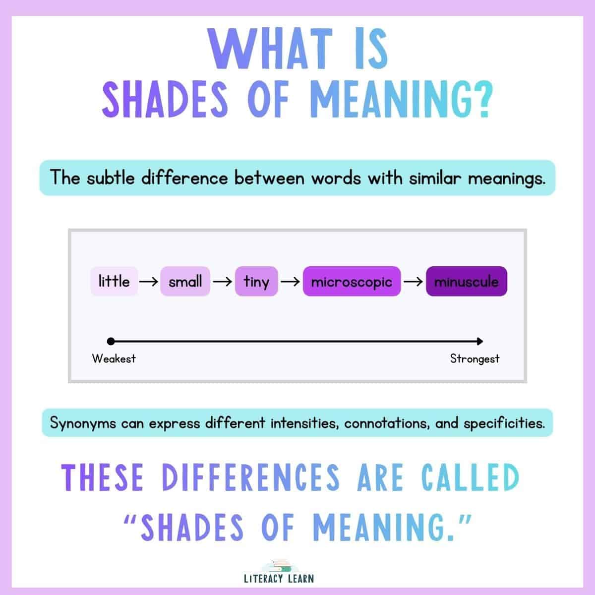 Graphic entitled "What is Shades of Meaning?" with a definition and example.