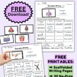 Graphic titled, "Objects Descriptive Writing: Free downloads."