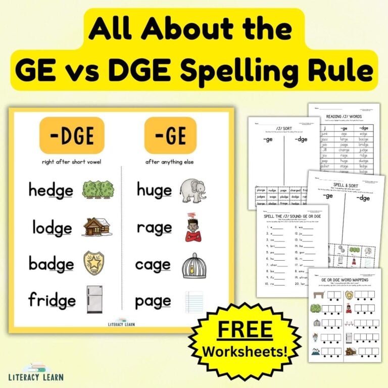 GE vs. DGE Spelling Rule + 5 Free Printables