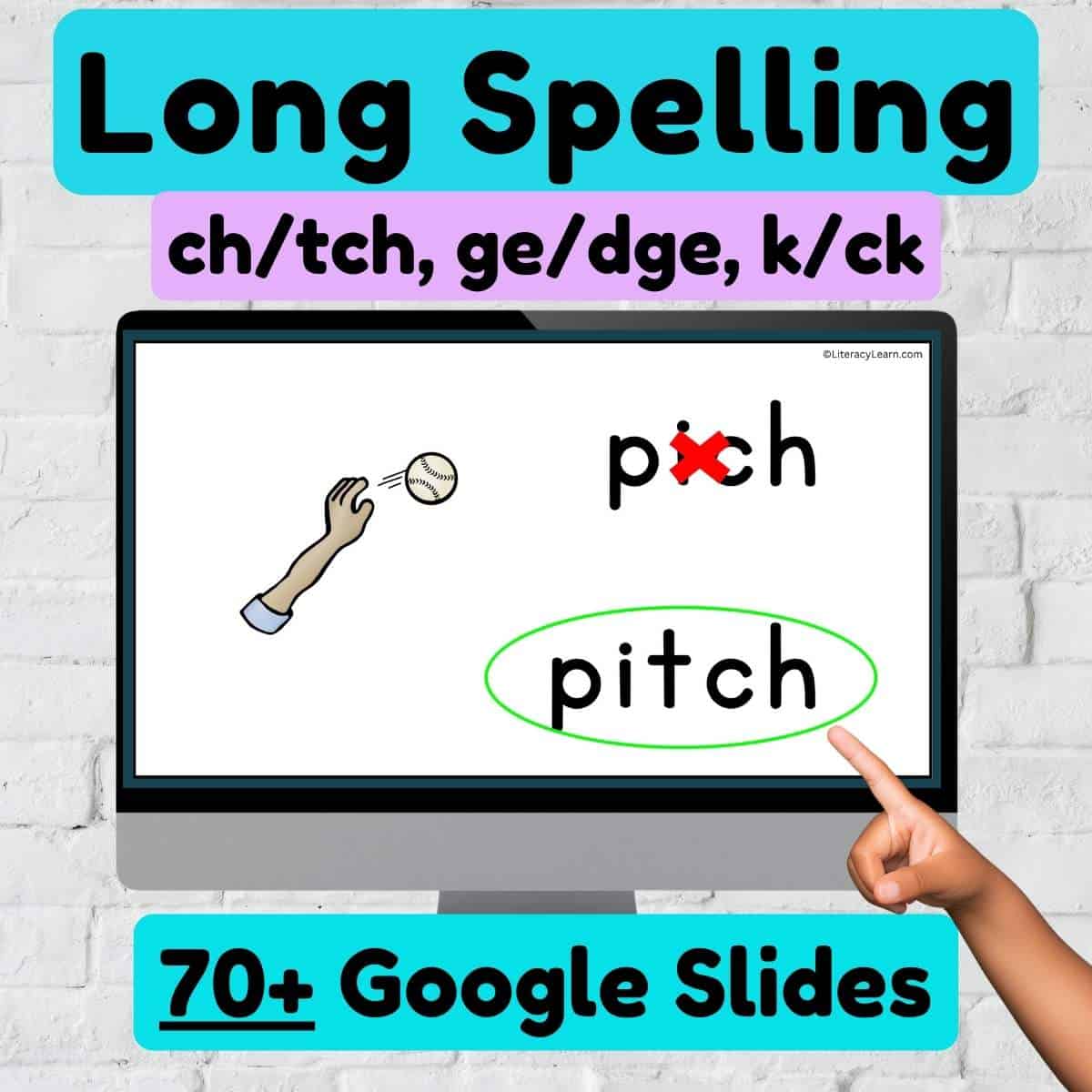 Graphic for Long Spelling Read & Reveal Google Slides.
