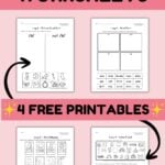 Graphic showing 4 free Long A worksheets.