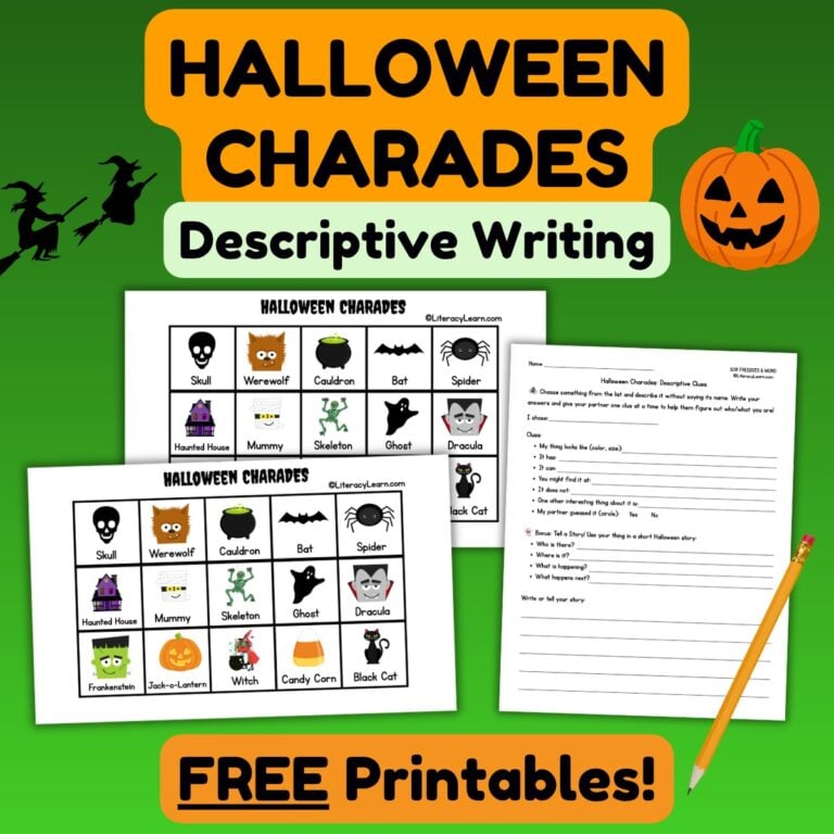 Halloween Charades Descriptive Writing – FREE Printables