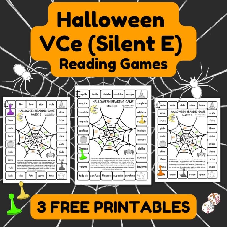 VCe (Silent E) Halloween Phonics Games: 3 Free Printables