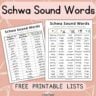 Schwa Word Lists